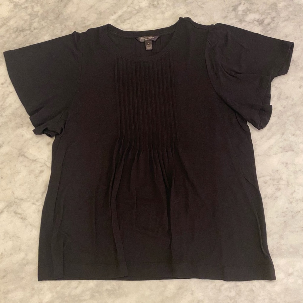 Banana Republic Black Short Flutter Sleeve Tee